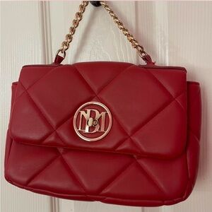 Badgley Mischka Red Quilted Shoulder Bag